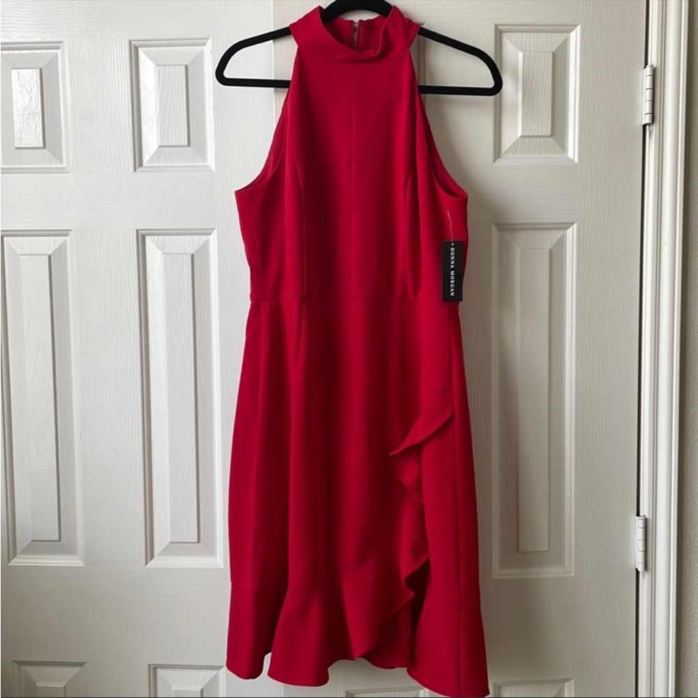 New Donna Morgan Halter Flare Dress